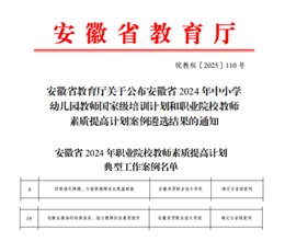 我校获评安徽省2024年职业院校教师素质提高计划省级典型工作案例